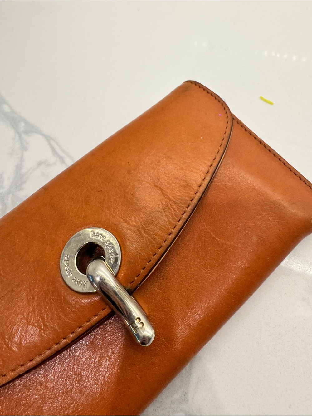 kate spade Leather Turn-Lock Wallet in Cognac Brown - Picture 2 of 6